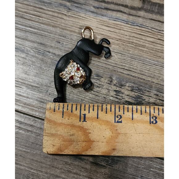 Black Panther Brooch Pin With Rhinestones And Gold Toned Back Matte Finish Box37 - Picture 2 of 4